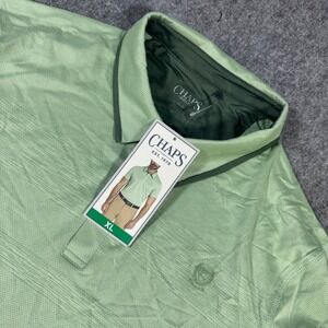 Chaps Golf Mens XL Light Green Textured Stripe Performance Polo Shirt NWT